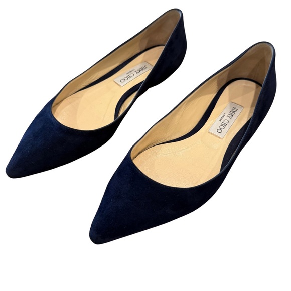 Jimmy Choo Shoes - JIMMY CHOO Romy suede ballet flats - Navy -
